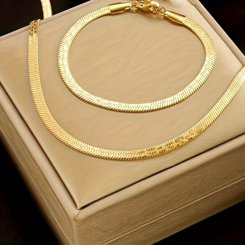 2pcs Gold-plated Stainless Steel Jewelry Set - Vintage French Style Necklace & Bracelet, , Parties, And Gifts
2pcs Gold-plated Stainless Steel Jewelry Set - Vintage French Style Necklace & Bracelet, , Parties, And Gifts