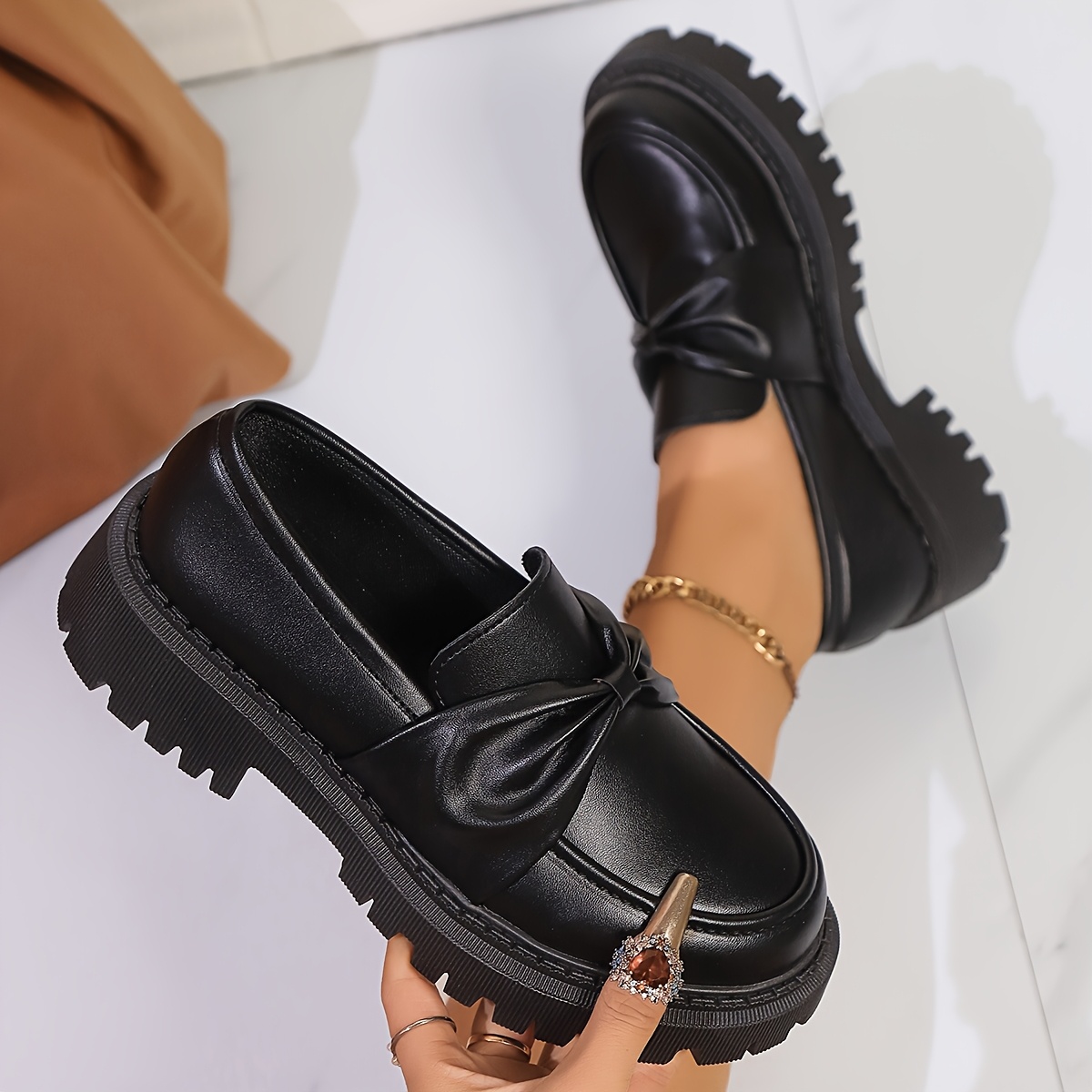 Women's Plus Size Black Loafers, Sole Vintage Jk Uniform Shoes, Round Toe Slip-on, Cover Upper, Fabric , Pvc Outsole - Hand Washable, 41-42, Small Cover Shoes
Women's Plus Size Black Loafers, Sole Vintage Jk Uniform Shoes, Round Toe Slip-on, Cover Upper, Fabric , Pvc Outsole - Hand Washable, 41-42, Small Cover Shoes