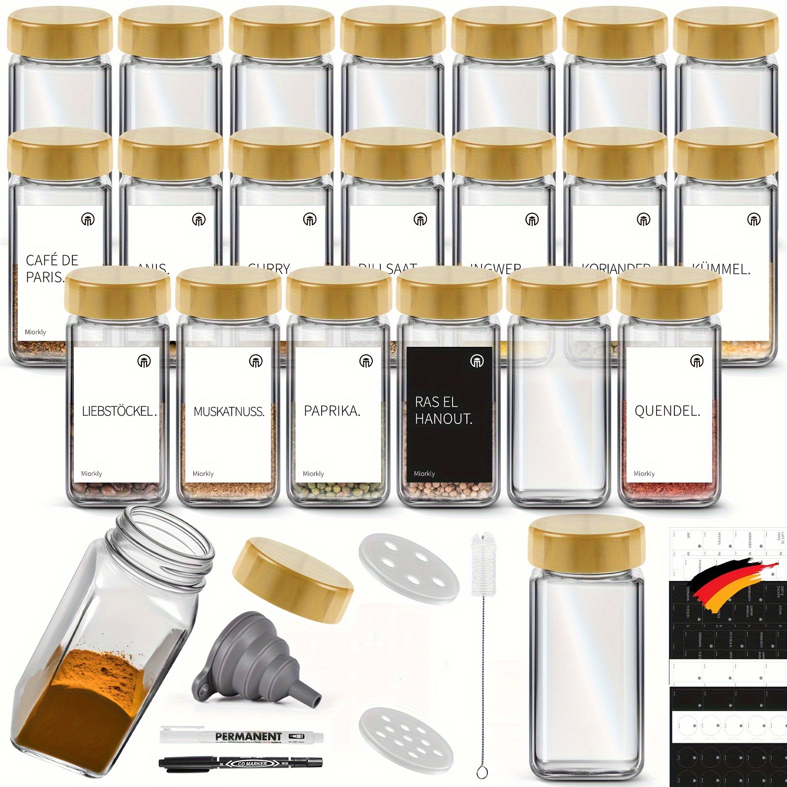 Miorkly Spice Jars Square With Shaker Insert - Set Of 35 120ml Spice Jars High Quality Wooden Lid Made Of Bamboo Spice Jars - Spice Shaker Glass With Shaker Attachments, Funnel, Labels- Spice Jars
Miorkly Spice Jars Square With Shaker Insert - Set Of 35 120ml Spice Jars High Quality Wooden Lid Made Of Bamboo Spice Jars - Spice Shaker Glass With Shaker Attachments, Funnel, Labels- Spice Jars