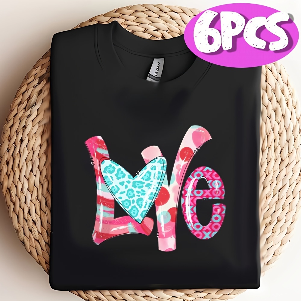 6-pack Valentine's Day Themed Vinyl Heat Transfer Stickers, Design, & Washable, For T-shirts, Masks, And Backpacks - Mixed Color Diy Fashion Decals
6-pack Valentine's Day Themed Vinyl Heat Transfer Stickers, Design, & Washable, For T-shirts, Masks, And Backpacks - Mixed Color Diy Fashion Decals