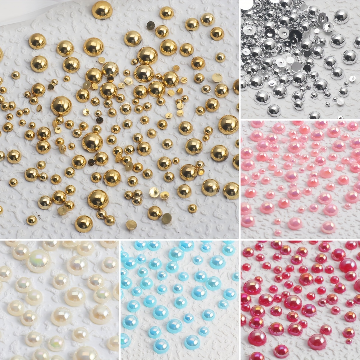 Ensemble de perles de 240 pièces, dos plat, taille variable de 2-6mm, couleur doré argent AB, décoration d'art de l'ongle, sans parfum
Ensemble de perles de 240 pièces, dos plat, taille variable de 2-6mm, couleur doré argent AB, décoration d'art de l'ongle, sans parfum