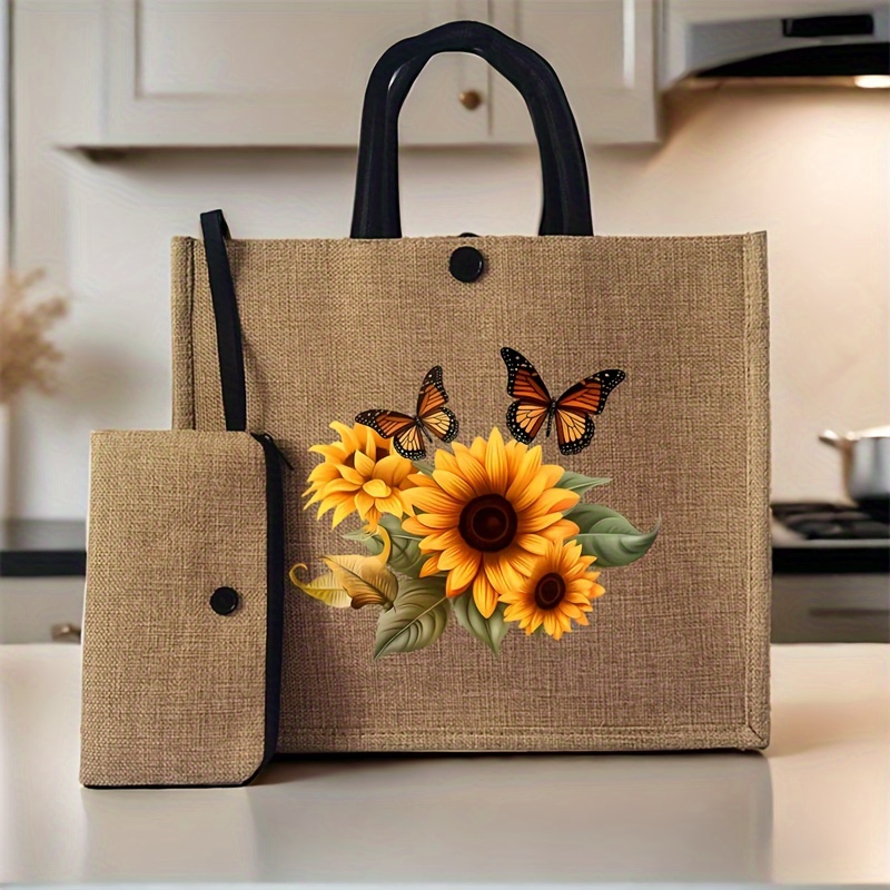 2pcs Set Of Sunflower Tote Bags, Fashionable Canvas Shoulder Bag, Casual Shopping Bag Travel Beach Bag, Gift Bag
2pcs Set Of Sunflower Tote Bags, Fashionable Canvas Shoulder Bag, Casual Shopping Bag Travel Beach Bag, Gift Bag