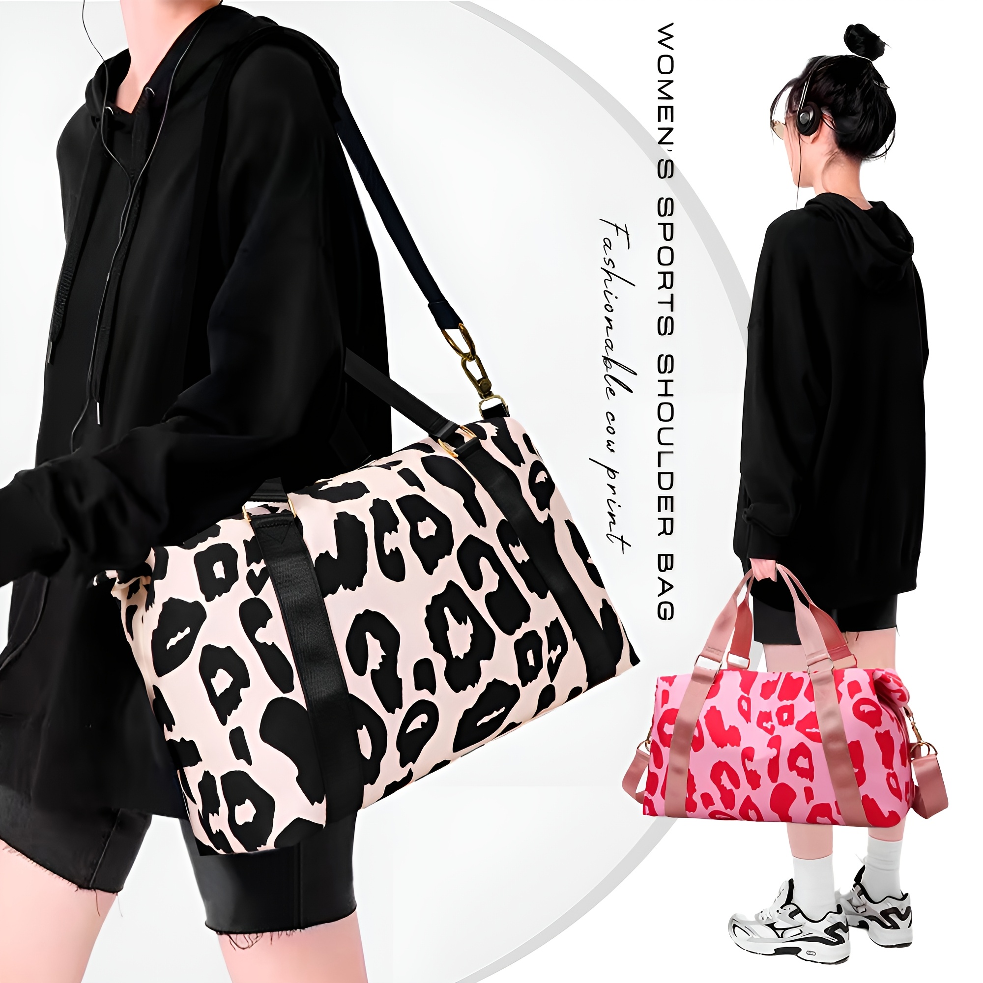 Large-capacity Cow Print Travel Shoulder Bag, Multifunctional Fitness Handbag With Adjustable Strap, Patterned Luggage For Business Trips And Travel, Christmas Gift
Large-capacity Cow Print Travel Shoulder Bag, Multifunctional Fitness Handbag With Adjustable Strap, Patterned Luggage For Business Trips And Travel, Christmas Gift