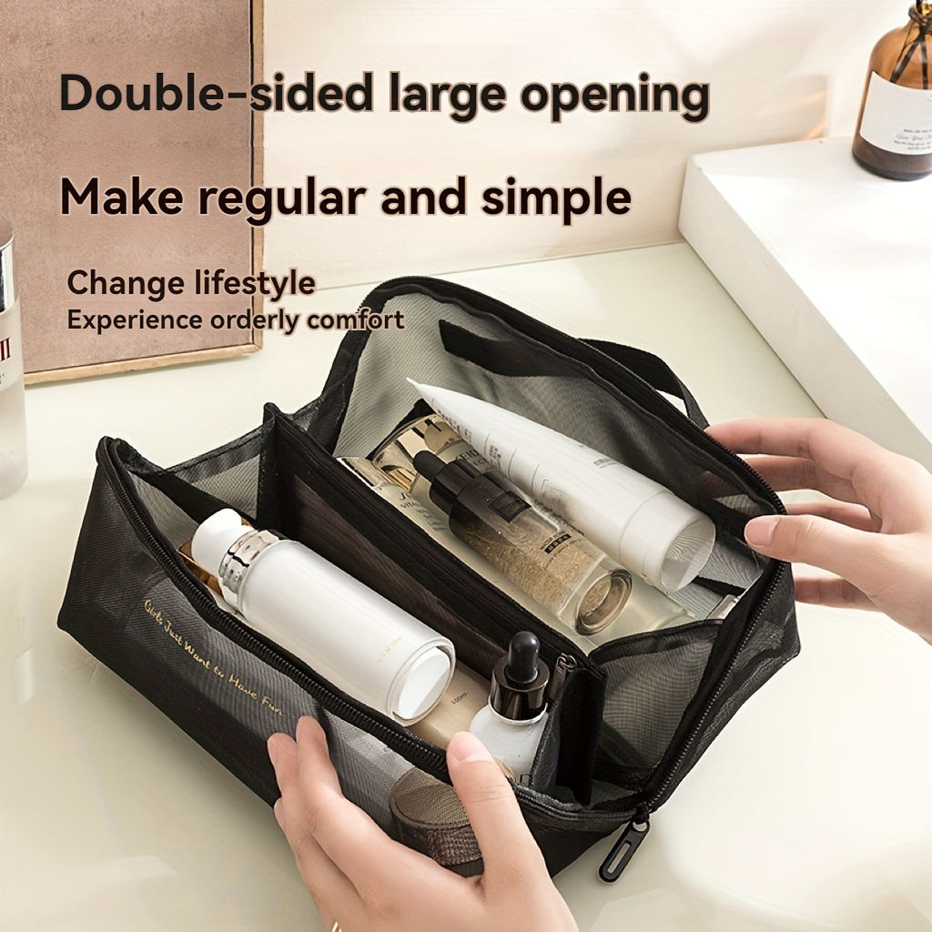 1pc Nylon Mesh Travel Cosmetic Bag With Handle, Fashionable & Portable Makeup Organizer With Zipper
1pc Nylon Mesh Travel Cosmetic Bag With Handle, Fashionable & Portable Makeup Organizer With Zipper