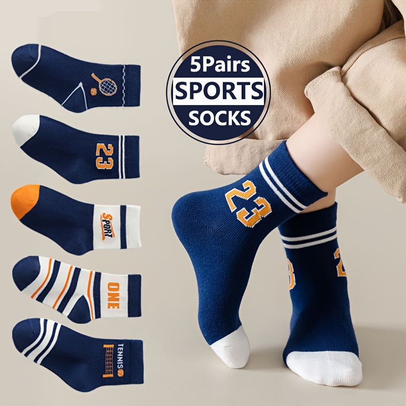 5 Pairs Of Boy's Trendy Cartoon Striped Letter Pattern Color Block Crew Socks, Breathable Comfy Casual Style Unisex Socks For Kids Outdoor All Seasons Wearing
5 Pairs Of Boy's Trendy Cartoon Striped Letter Pattern Color Block Crew Socks, Breathable Comfy Casual Style Unisex Socks For Kids Outdoor All Seasons Wearing