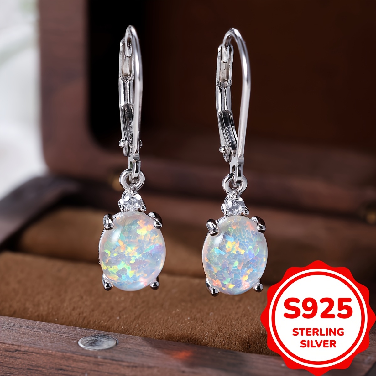 S925 Round-cut Opal Dangle Earrings, Opal Rhodium Plated Women Jewelry Gemstone Drop Earrings 2.2g
S925 Round-cut Opal Dangle Earrings, Opal Rhodium Plated Women Jewelry Gemstone Drop Earrings 2.2g