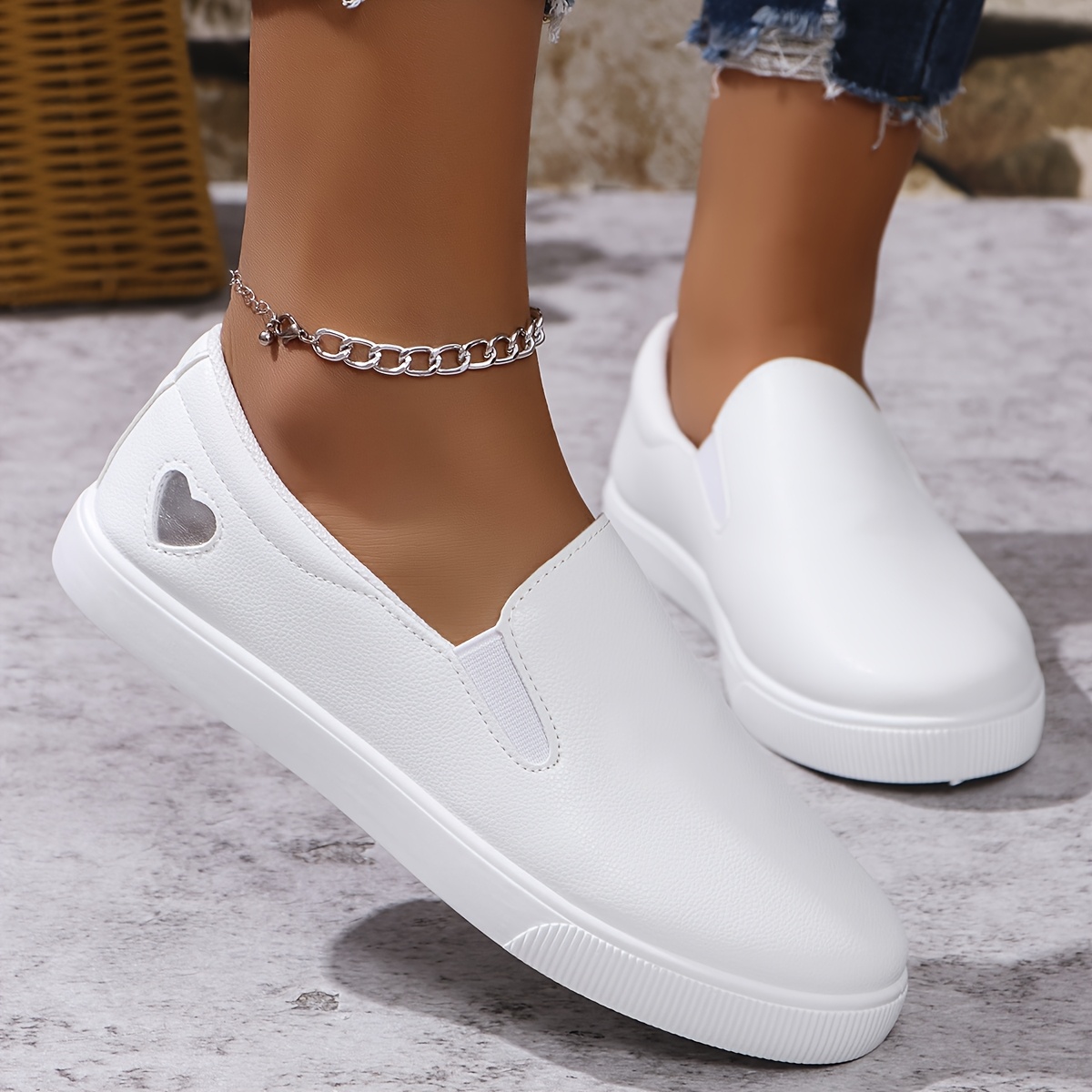Women's Chic Slip-on Flat Shoes - White Cover Casual Sneakers With , Comfortable Fabric & Pu Sole For All
Women's Chic Slip-on Flat Shoes - White Cover Casual Sneakers With , Comfortable Fabric & Pu Sole For All