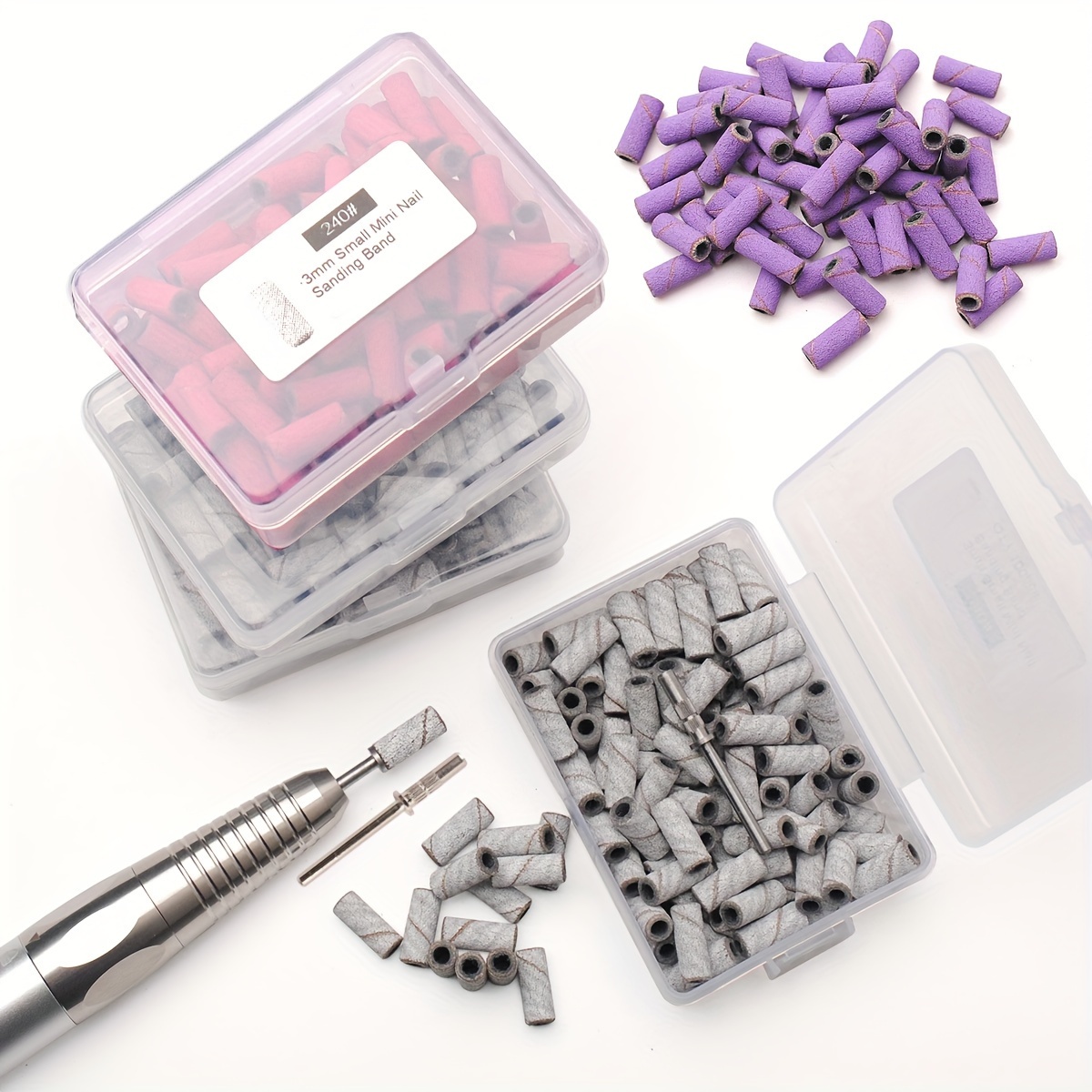100pcs 3.1mm Small Art Grinding Sand Ring Bands Set, Electric Grinding Machine Nail Grinding Head Nail Removal Sand Bands Nail Grinding Tool
100pcs 3.1mm Small Art Grinding Sand Ring Bands Set, Electric Grinding Machine Nail Grinding Head Nail Removal Sand Bands Nail Grinding Tool