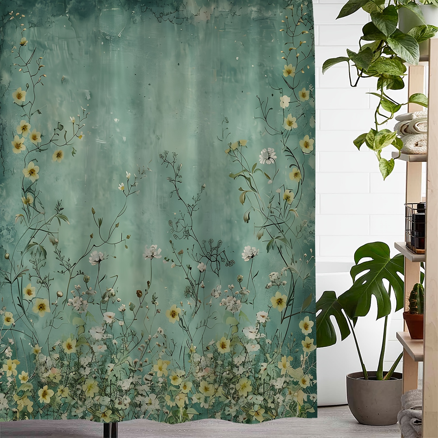 Vintage Botanical Floral Print Shower Curtain With 12 Hooks, Water-resistant Polyester Fabric, Machine Washable, Artistic Design, Woven Bath Accessory
Vintage Botanical Floral Print Shower Curtain With 12 Hooks, Water-resistant Polyester Fabric, Machine Washable, Artistic Design, Woven Bath Accessory