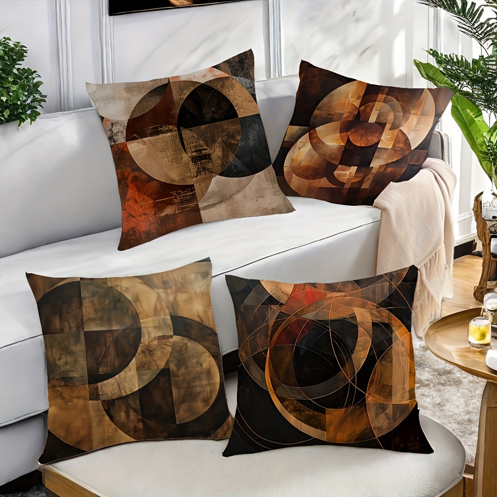 4-pack Jit Geometric Brown Round Pillow Covers, Contemporary Style, Polyester, Zippered, Printed, Hand Wash Only, For Home & Outdoor Sofa Decor, Living Room, Bedroom, Cushion Cases (covers Only)
4-pack Jit Geometric Brown Round Pillow Covers, Contemporary Style, Polyester, Zippered, Printed, Hand Wash Only, For Home & Outdoor Sofa Decor, Living Room, Bedroom, Cushion Cases (covers Only)