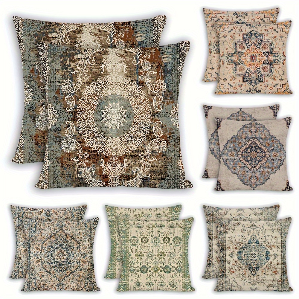 Bohemian Style Throw Cushion Covers 18x18 Inch, Set Of 2 Vintage Ethnic Carpet Design Sofa Decorative Case With Zipper, Polyester Woven Fabric, Machine Washable For Farmhouse Home Decor - No Insert
Bohemian Style Throw Cushion Covers 18x18 Inch, Set Of 2 Vintage Ethnic Carpet Design Sofa Decorative Case With Zipper, Polyester Woven Fabric, Machine Washable For Farmhouse Home Decor - No Insert