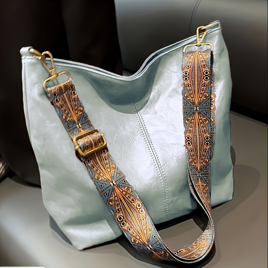1pc Vintage Bohemian Leather Shoulder Bag, Fashion Tote With Removable Strap, Water-resistant Zipper Closure, Polyester Lined, Large Capacity Bucket Style Handbag For Women - Assorted Colors
1pc Vintage Bohemian Leather Shoulder Bag, Fashion Tote With Removable Strap, Water-resistant Zipper Closure, Polyester Lined, Large Capacity Bucket Style Handbag For Women - Assorted Colors