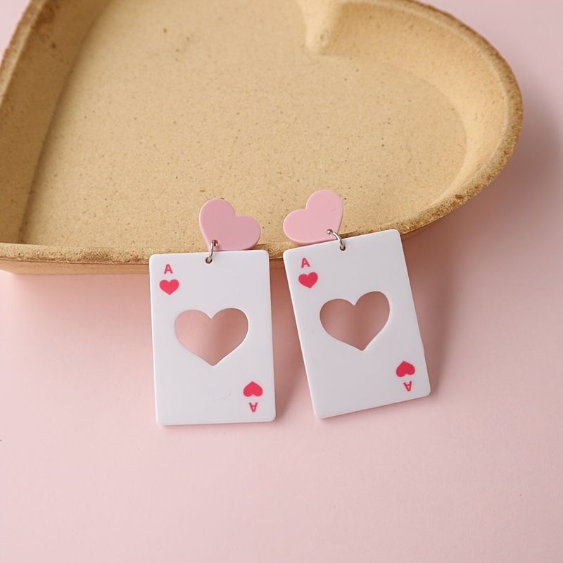 Valentine's Day Elegant Acrylic Playing Card Dangle Earrings - Pink , Stainless Steel Posts, Parties & Gifts
Valentine's Day Elegant Acrylic Playing Card Dangle Earrings - Pink , Stainless Steel Posts, Parties & Gifts