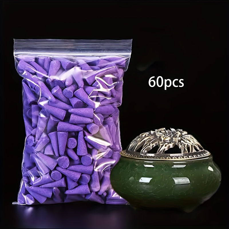 60pcs Lavender Scented Incense Cones - Tea Smoke , Home Pagoda Aromatherapy Cones, Mixed Fragrance Deodorant For Cleaning, Meditation, Yoga, Meditation Accessories|elegant Packaging|scented Coils
60pcs Lavender Scented Incense Cones - Tea Smoke , Home Pagoda Aromatherapy Cones, Mixed Fragrance Deodorant For Cleaning, Meditation, Yoga, Meditation Accessories|elegant Packaging|scented Coils