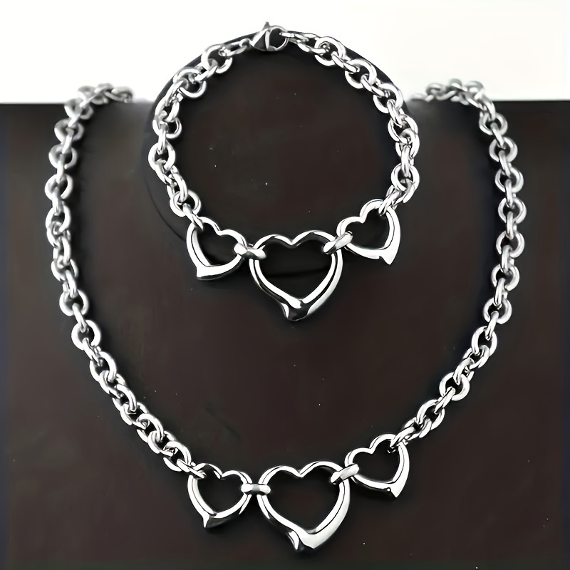 2pcs Sweet And Cute Lives Heart Shaped Pendant O-shaped Chain Bracelet Necklace Set
2pcs Sweet And Cute Lives Heart Shaped Pendant O-shaped Chain Bracelet Necklace Set