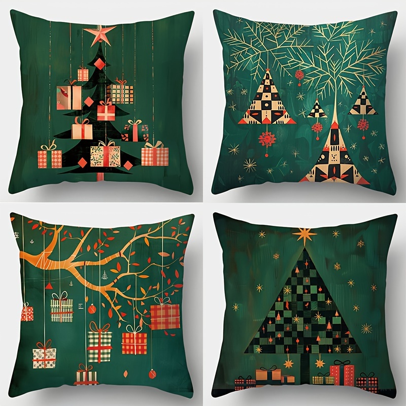 Christmas Throw Pillow Covers Set Of 4, Contemporary Polyester Decorative Pillowcases With Zipper Closure, Hand Wash Only, Tree And Gift For Living Room Sofa Decor, 17.72" Square - Jit Collection
Christmas Throw Pillow Covers Set Of 4, Contemporary Polyester Decorative Pillowcases With Zipper Closure, Hand Wash Only, Tree And Gift For Living Room Sofa Decor, 17.72" Square - Jit Collection