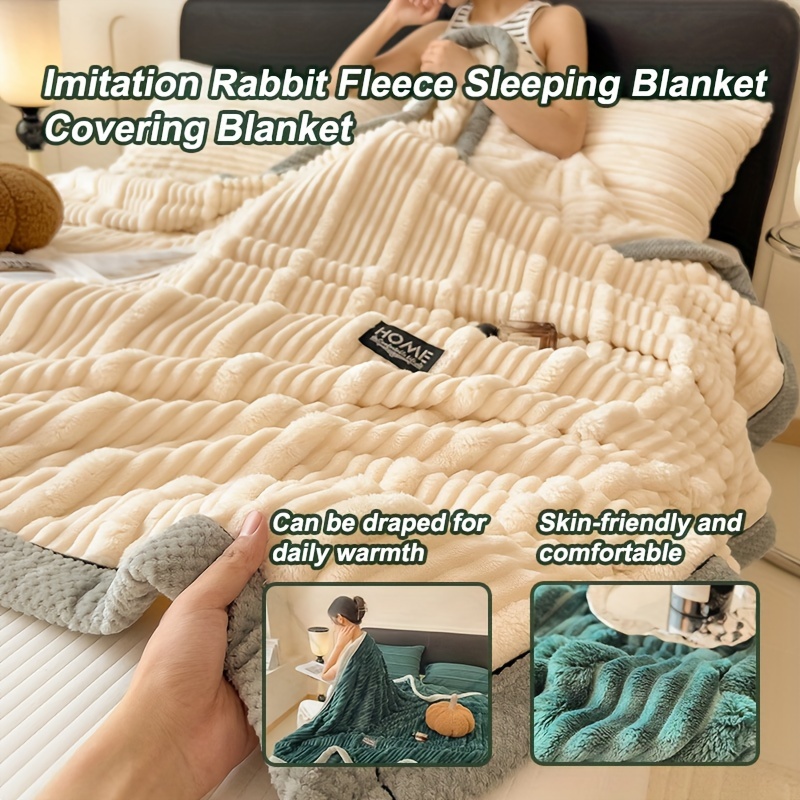 1pc Fleece Blanket - Thickened Rabbit Fleece Blanket, , And , Suitable , Suitable For , Sofa, , Fluffy Blanket
1pc Fleece Blanket - Thickened Rabbit Fleece Blanket, , And , Suitable , Suitable For , Sofa, , Fluffy Blanket