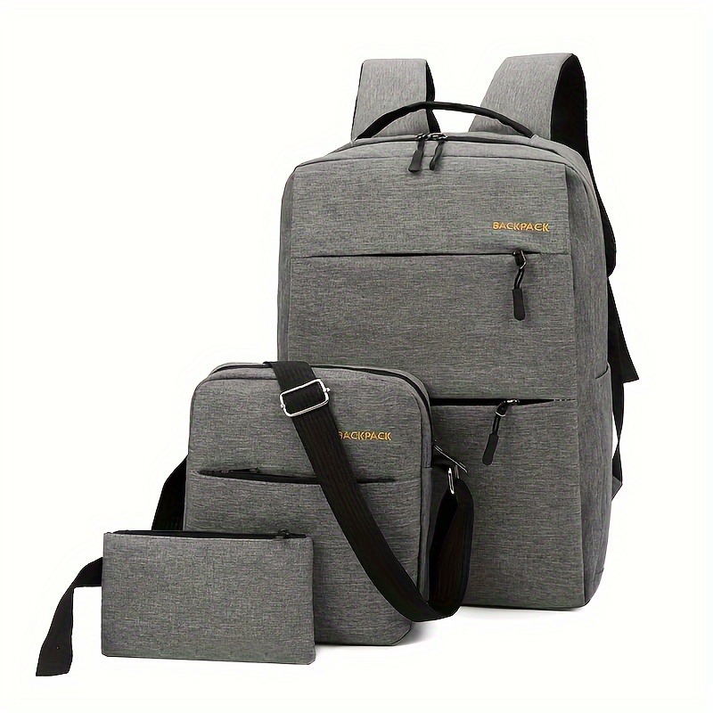 3pcs Travel Laptop Backpack Set, Durable Waterproof Computer Bag With Shoulder Bag & Pencil Case
3pcs Travel Laptop Backpack Set, Durable Waterproof Computer Bag With Shoulder Bag & Pencil Case