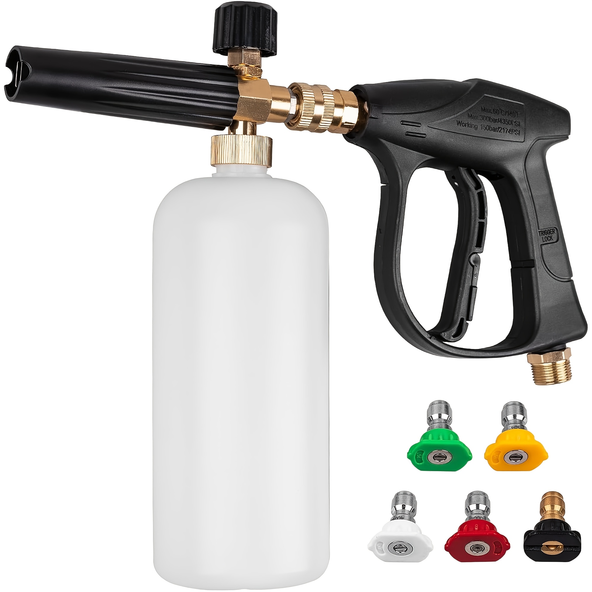 High Pressure Washer Short , Professional Cleaning Tool Belt, Foam Cannon With 1/4 Inch Quick Connector, Powerful Washer With 5 High Pressure Washer Nozzle Heads, M22-14mm Import Connector
High Pressure Washer Short , Professional Cleaning Tool Belt, Foam Cannon With 1/4 Inch Quick Connector, Powerful Washer With 5 High Pressure Washer Nozzle Heads, M22-14mm Import Connector