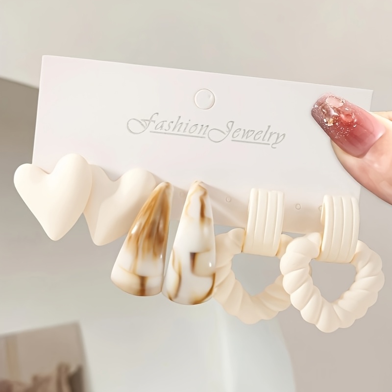 6pcs -shaped Hoop Earrings Set For Women, Simple And , Plastic With Stainless Steel Posts, Fashion Jewelry For And Party , Ideal Gift For All
6pcs -shaped Hoop Earrings Set For Women, Simple And , Plastic With Stainless Steel Posts, Fashion Jewelry For And Party , Ideal Gift For All