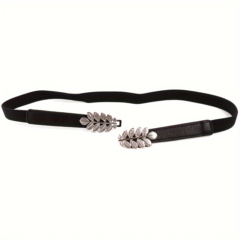 Elastic Stretch Belt, Fashionable Retro Style, Vintage Silver Leaf Buckle, Black Summer Waistband, Perfect For Dresses Belts
Elastic Stretch Belt, Fashionable Retro Style, Vintage Silver Leaf Buckle, Black Summer Waistband, Perfect For Dresses Belts