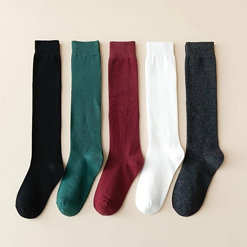 5pcs Elegant Solid Socks For Women - Breathable & Stretchy Polyester/spandex , Fit With Elasticized Top - Machine Washable, Autumn & Winter, Cute Socks
5pcs Elegant Solid Socks For Women - Breathable & Stretchy Polyester/spandex , Fit With Elasticized Top - Machine Washable, Autumn & Winter, Cute Socks