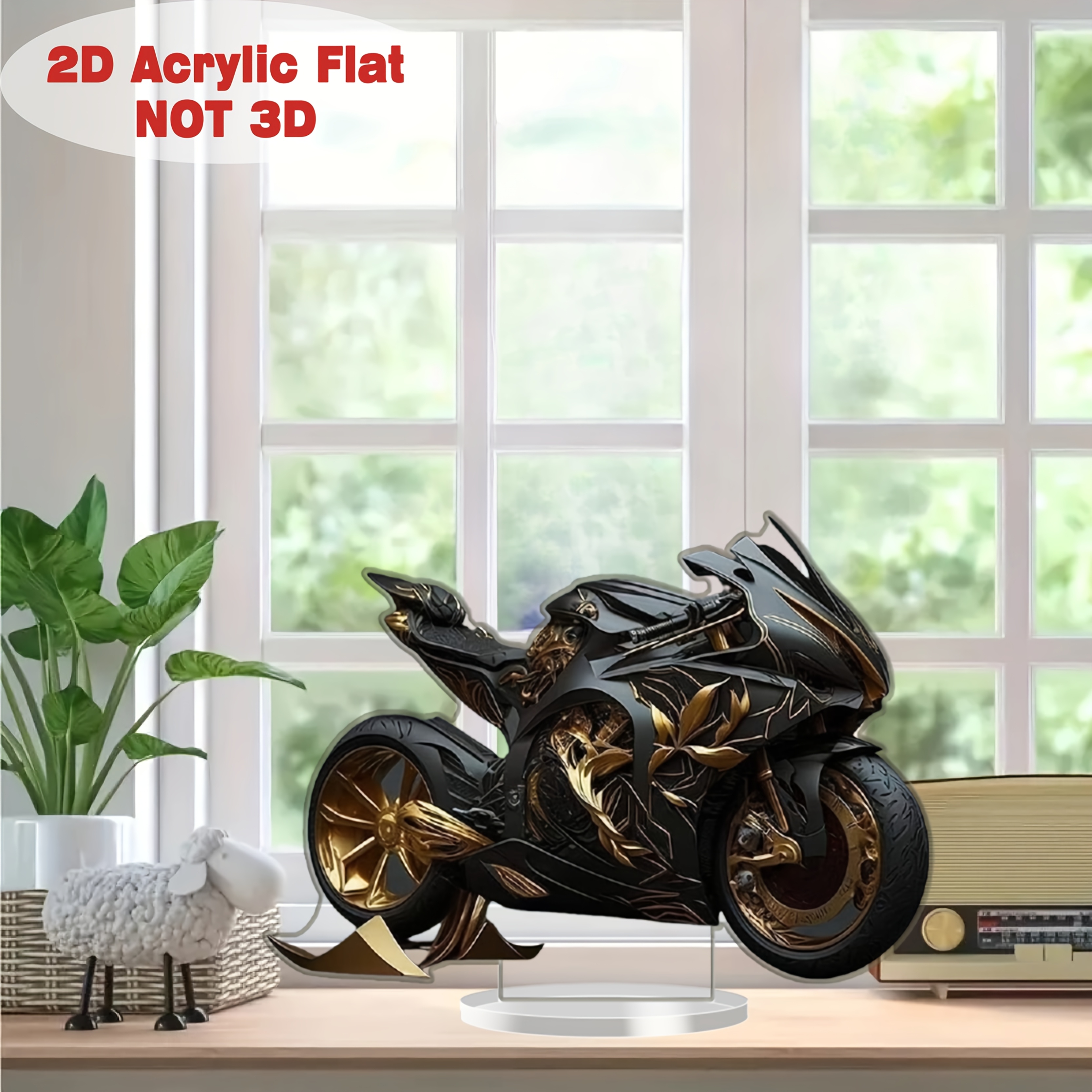 2d Flat, Elegant Black And Golden Motorcycle Acrylic Desk Ornament - 2d Flat Design, Home, Office, Bedroom Decor | Ideal Gift For Motorcycle Enthusiasts
2d Flat, Elegant Black And Golden Motorcycle Acrylic Desk Ornament - 2d Flat Design, Home, Office, Bedroom Decor | Ideal Gift For Motorcycle Enthusiasts