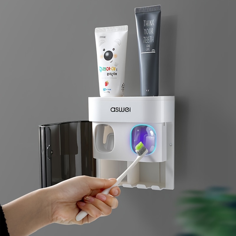 1pc Toothbrush Holder With Toothpaste Dispenser, Wall Mounted Toothbrush Storage Rack, Punch-free Toothbrush Storage Hanger, Toothbrush Rack With Toothpaste Squeezer, Bathroom Accessories
1pc Toothbrush Holder With Toothpaste Dispenser, Wall Mounted Toothbrush Storage Rack, Punch-free Toothbrush Storage Hanger, Toothbrush Rack With Toothpaste Squeezer, Bathroom Accessories