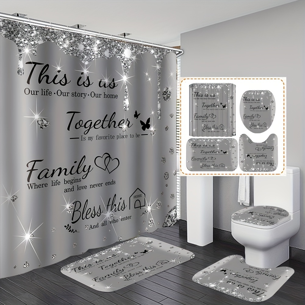4pcs " " Diamond Printed Shower Curtain Set, Bathroom Curtain, Shower Curtain, Bathroom Carpet, U-shaped Pad, Lid Pad, Bathroom Decoration 12
4pcs " " Diamond Printed Shower Curtain Set, Bathroom Curtain, Shower Curtain, Bathroom Carpet, U-shaped Pad, Lid Pad, Bathroom Decoration 12