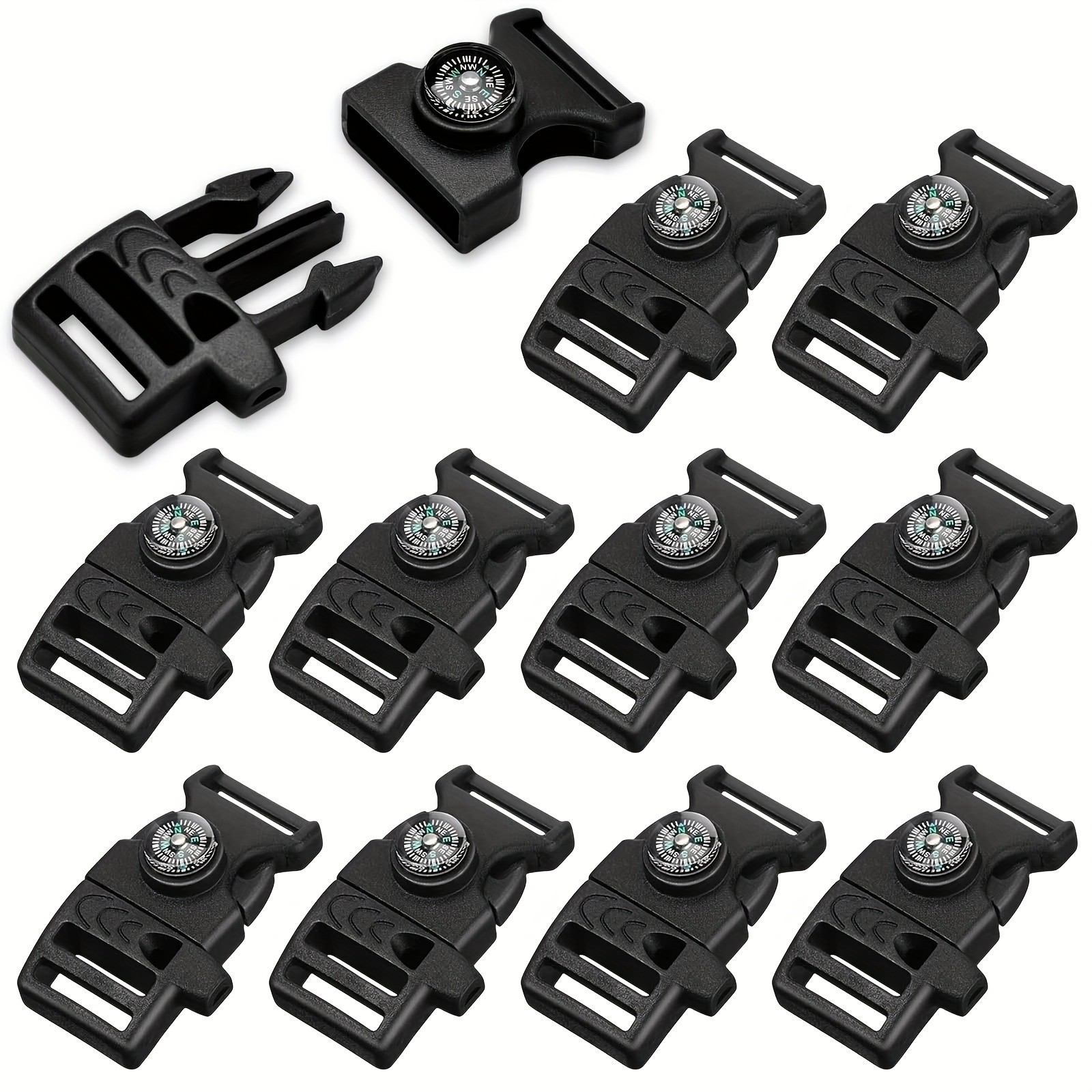 10-pack Cinghia Multifunctional Survival Bracelets With Whistle & Compass, Black Pvc Backpack Clasps For Outdoor Sports Enthusiasts & Emergency Use, Camping & Hiking Gear
10-pack Cinghia Multifunctional Survival Bracelets With Whistle & Compass, Black Pvc Backpack Clasps For Outdoor Sports Enthusiasts & Emergency Use, Camping & Hiking Gear