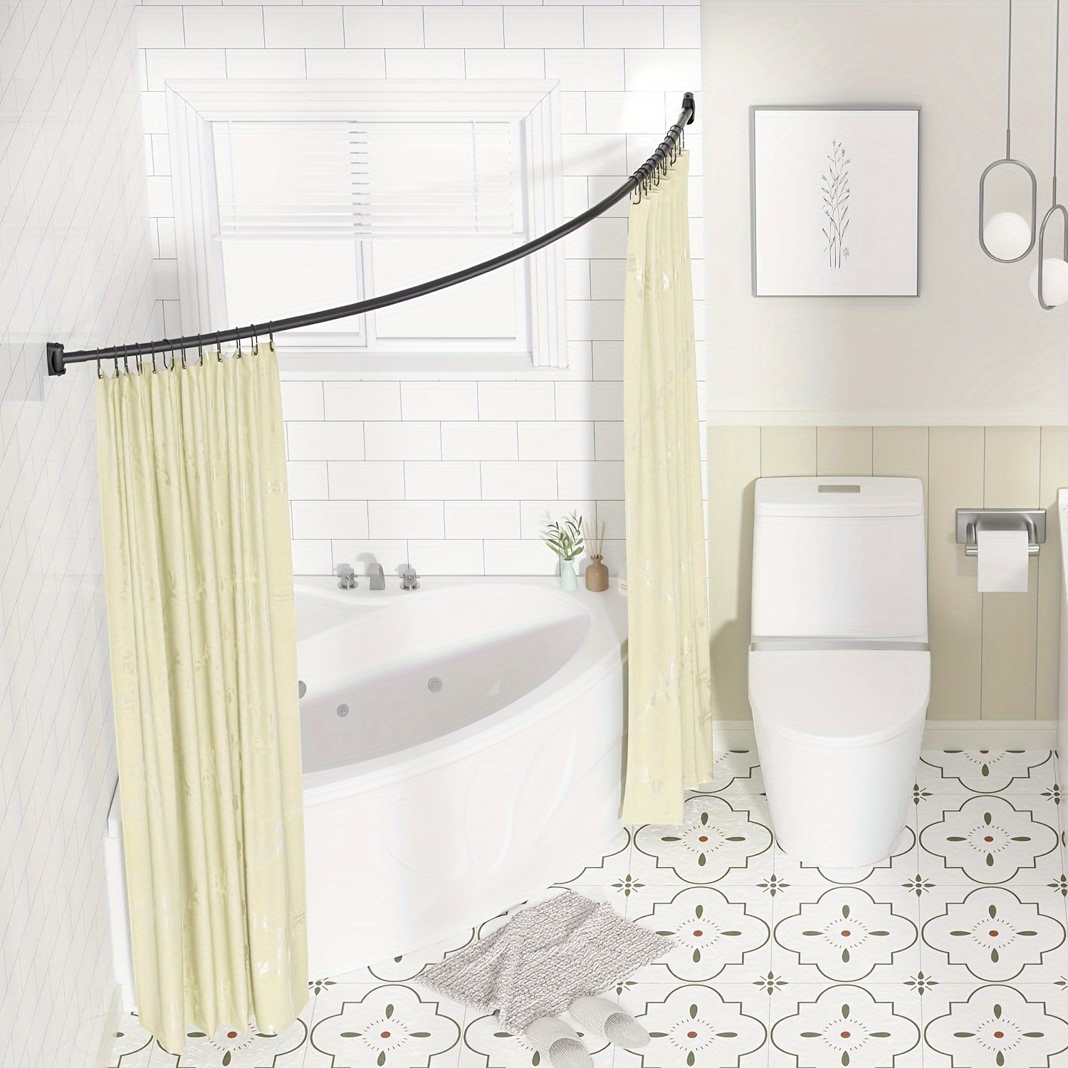 34-76 Inches Curved Shower Curtain Rod, Adjustable Stainless Steel Shower Rod For Extra Space, Round Shower Rods For Bathroom, Bathtub, Shower, Need To Drill, Matte Black
34-76 Inches Curved Shower Curtain Rod, Adjustable Stainless Steel Shower Rod For Extra Space, Round Shower Rods For Bathroom, Bathtub, Shower, Need To Drill, Matte Black