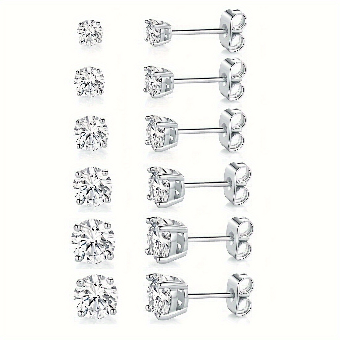 6 Pairs/ Set Shiny Zircon Inlaid Stud Earrings Elegant Simple Style Copper Jewelry Daily Wear Ear Ornaments
6 Pairs/ Set Shiny Zircon Inlaid Stud Earrings Elegant Simple Style Copper Jewelry Daily Wear Ear Ornaments