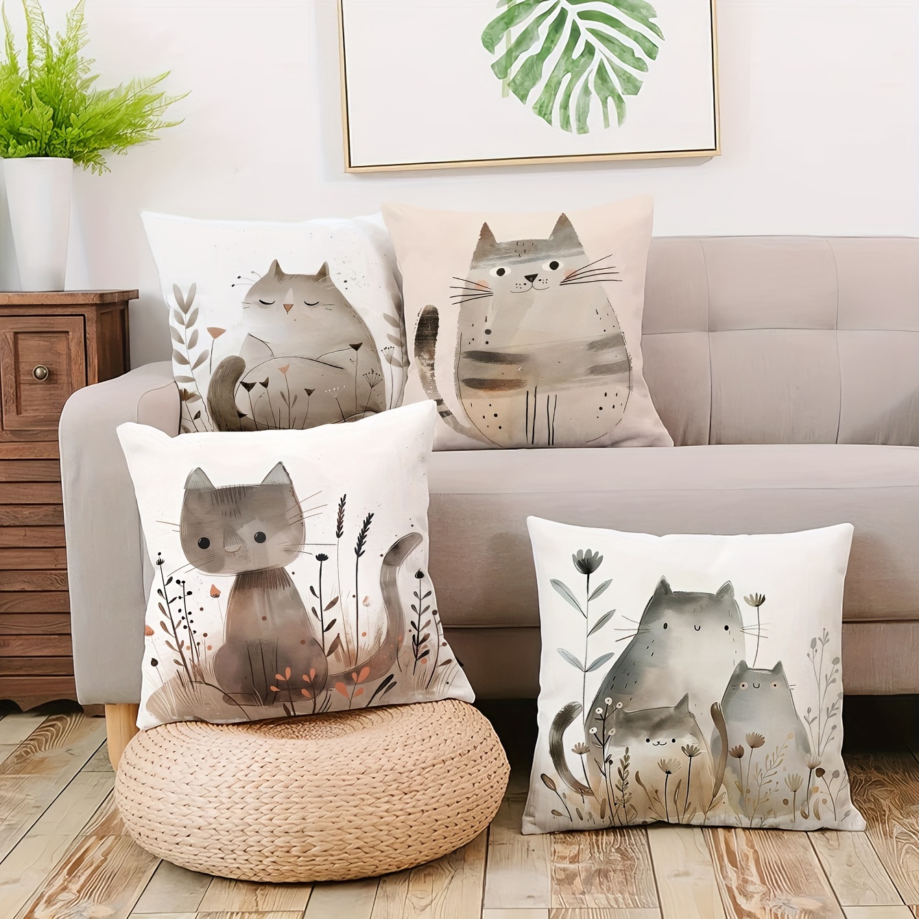 4pcs Set Ultra-soft Cat Pattern Pillowcases - Pet-themed, Single-sided Print, Zip Closure - Perfect For Sofa, Living Room, Bedroom Decor - 17.7" X 17.7" & 15.7" X 15.7" - Machine Washable Polyester
4pcs Set Ultra-soft Cat Pattern Pillowcases - Pet-themed, Single-sided Print, Zip Closure - Perfect For Sofa, Living Room, Bedroom Decor - 17.7" X 17.7" & 15.7" X 15.7" - Machine Washable Polyester