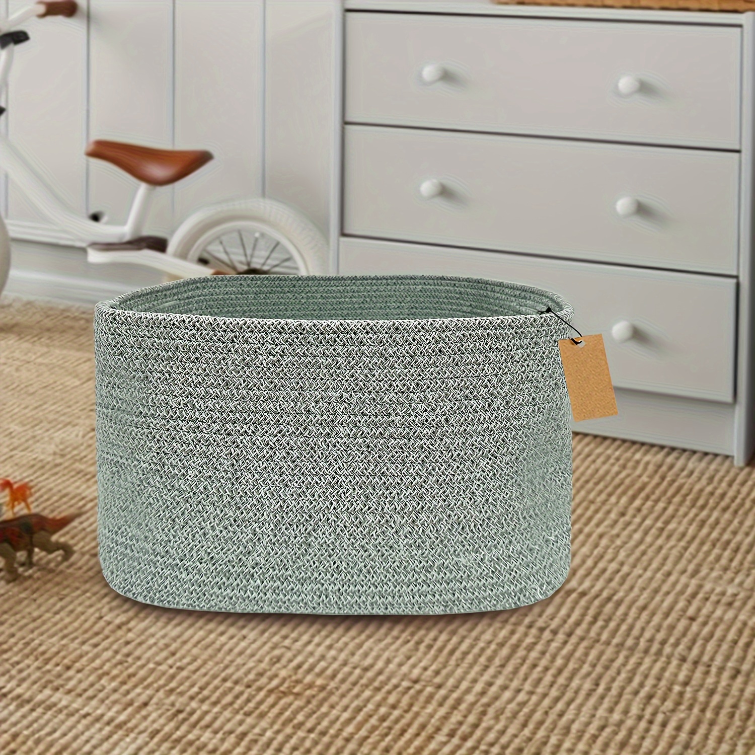Cotton Rope Woven Basket With Handles For Shelves, Toys, Book, Cloth Storage Baskets For Organizing-13.5" X 11" X 9.5" Cube Bin, Storage Organizer For Living Room, Bathroom White/grey
Cotton Rope Woven Basket With Handles For Shelves, Toys, Book, Cloth Storage Baskets For Organizing-13.5" X 11" X 9.5" Cube Bin, Storage Organizer For Living Room, Bathroom White/grey