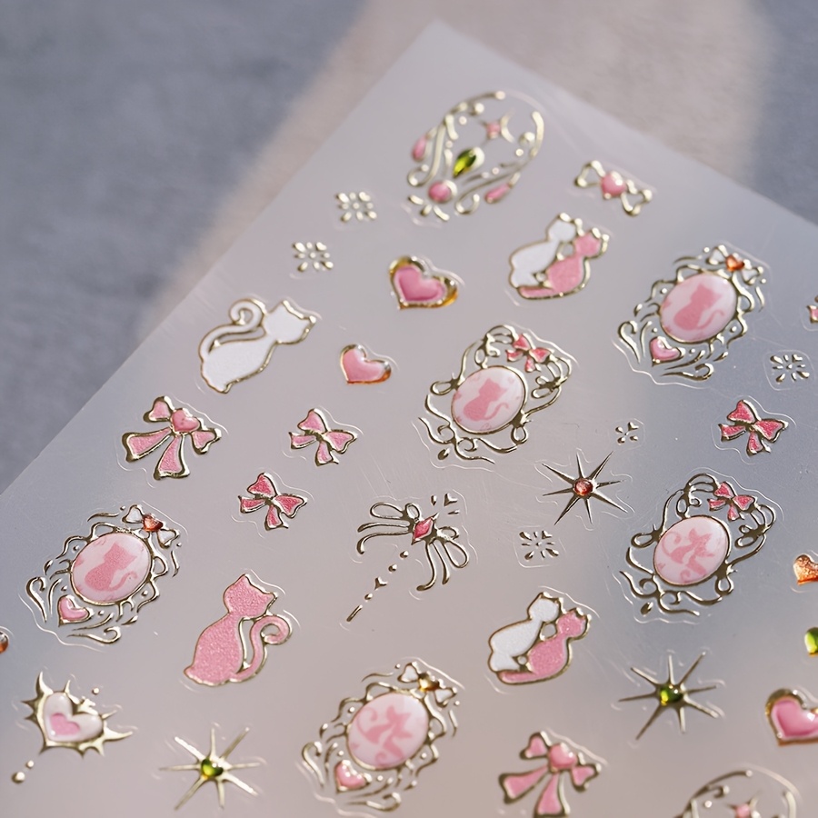 3d Nail Art Stickers, Kittens With Lace, Golden Plating, Self-adhesive Cartoon Embellishments, Shimmery , Plastic, Rectangle Shape, Single Use, Glitter
3d Nail Art Stickers, Kittens With Lace, Golden Plating, Self-adhesive Cartoon Embellishments, Shimmery , Plastic, Rectangle Shape, Single Use, Glitter