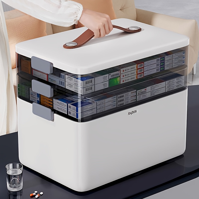 Extra Large Capacity Family Medicine Storage Box - Waterproof, Plastic With Transparent Window & Brown Leather Handle, Multi-compartment Organizer For Home & Emergency Needs
Extra Large Capacity Family Medicine Storage Box - Waterproof, Plastic With Transparent Window & Brown Leather Handle, Multi-compartment Organizer For Home & Emergency Needs