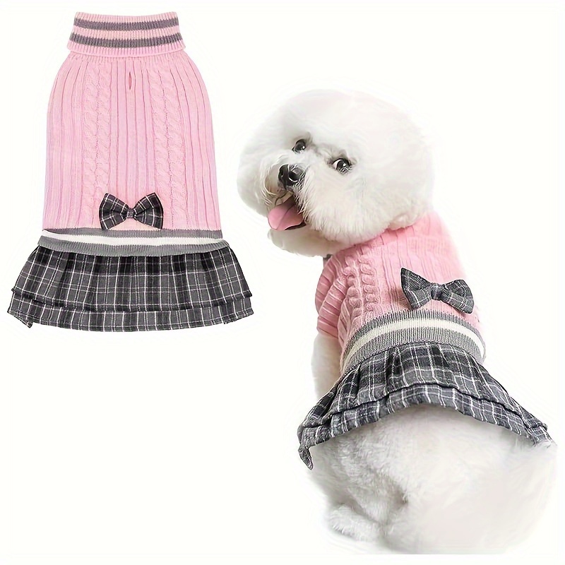 Pet Sweater Dress Plaid Bow Knit Skirt For Small To Medium Dogs, Machine Washable, For Spring, Autumn, And Winter
Pet Sweater Dress Plaid Bow Knit Skirt For Small To Medium Dogs, Machine Washable, For Spring, Autumn, And Winter