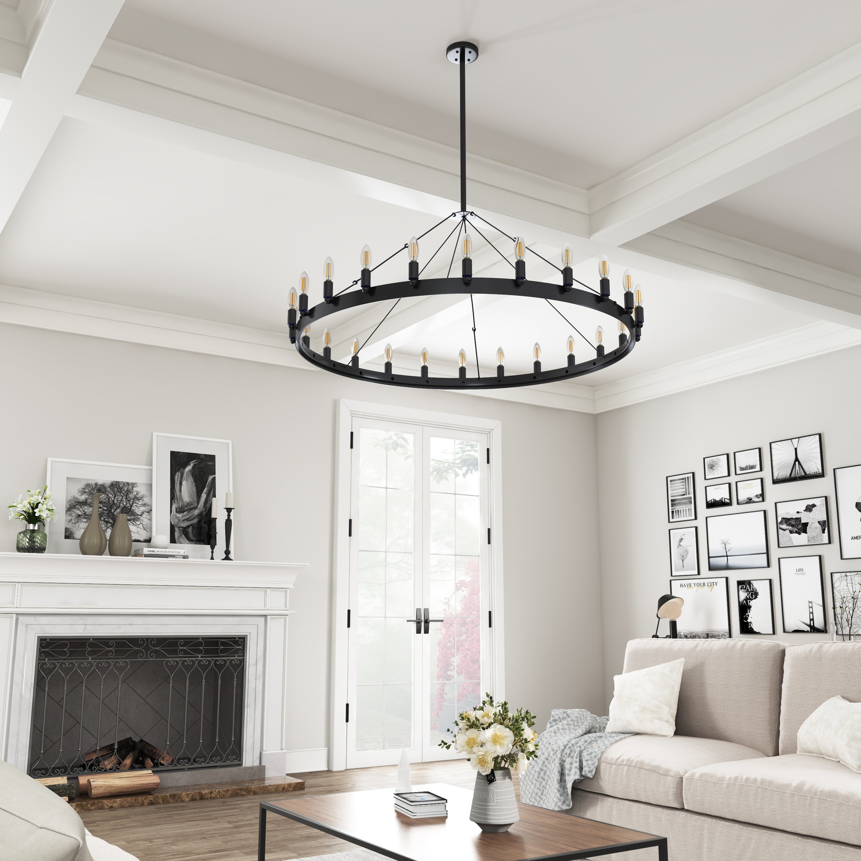 Metal Candle Style Deluxe Pendant Ceiling Light 24 Lights Wagon Wheel Chandelier
Metal Candle Style Deluxe Pendant Ceiling Light 24 Lights Wagon Wheel Chandelier