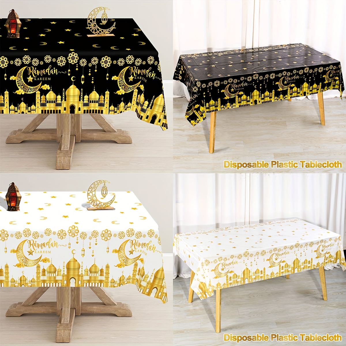 1pc Eid Tablecloth - Black & White , Moon, And Design, Disposable Plastic Cover For Ramadan, Eid Al-fitr, Celebrations
1pc Eid Tablecloth - Black & White , Moon, And Design, Disposable Plastic Cover For Ramadan, Eid Al-fitr, Celebrations