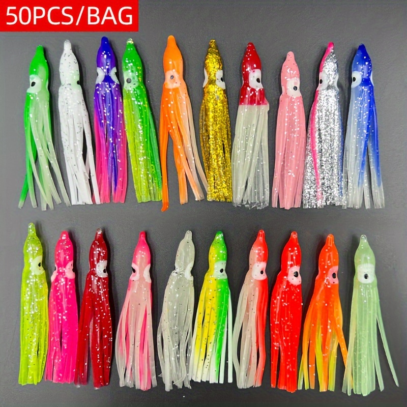 50pcs Vibrant -the-dark Squid Skirt Lures | Soft Rubber, Realistic With Shiny Sequins & Big Eyes | & Bite-resistant For Trolling | Assorted Colors
50pcs Vibrant -the-dark Squid Skirt Lures | Soft Rubber, Realistic With Shiny Sequins & Big Eyes | & Bite-resistant For Trolling | Assorted Colors