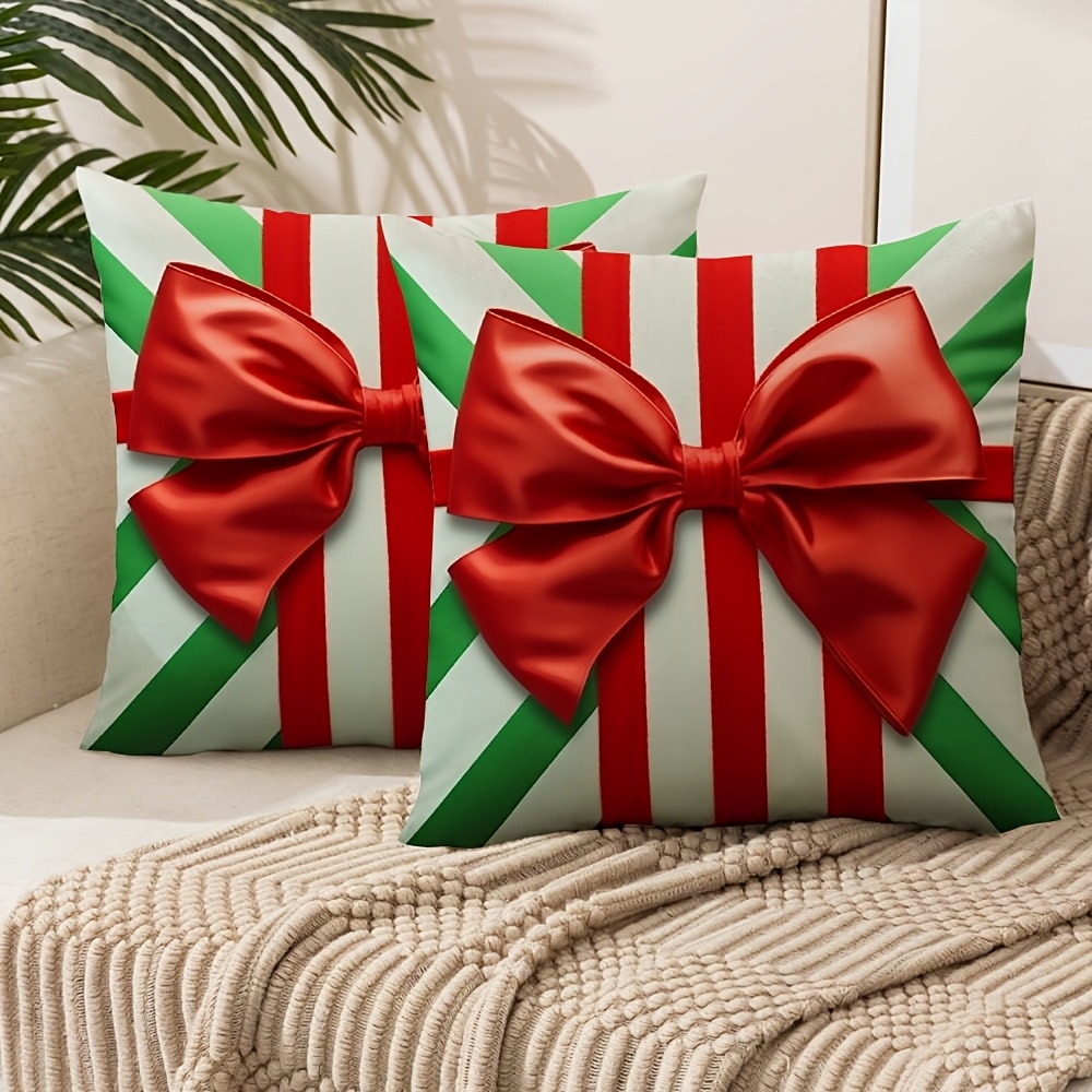 2pcs Red Bow, Green And White Striped Pillow, Pillow Covers Short Plush Pillow Case Set For Sofa Living Room Outdoor
2pcs Red Bow, Green And White Striped Pillow, Pillow Covers Short Plush Pillow Case Set For Sofa Living Room Outdoor