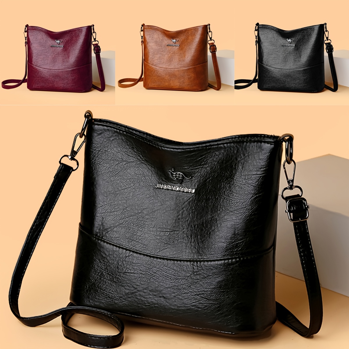 Women' Shoulder Bag, Leather, Solid Color, Adjustable Strap, Zipper Closure, Lightweight, Polyester Lined, Crossbody Purse For - In Black, Red, Light Brown
Women' Shoulder Bag, Leather, Solid Color, Adjustable Strap, Zipper Closure, Lightweight, Polyester Lined, Crossbody Purse For - In Black, Red, Light Brown