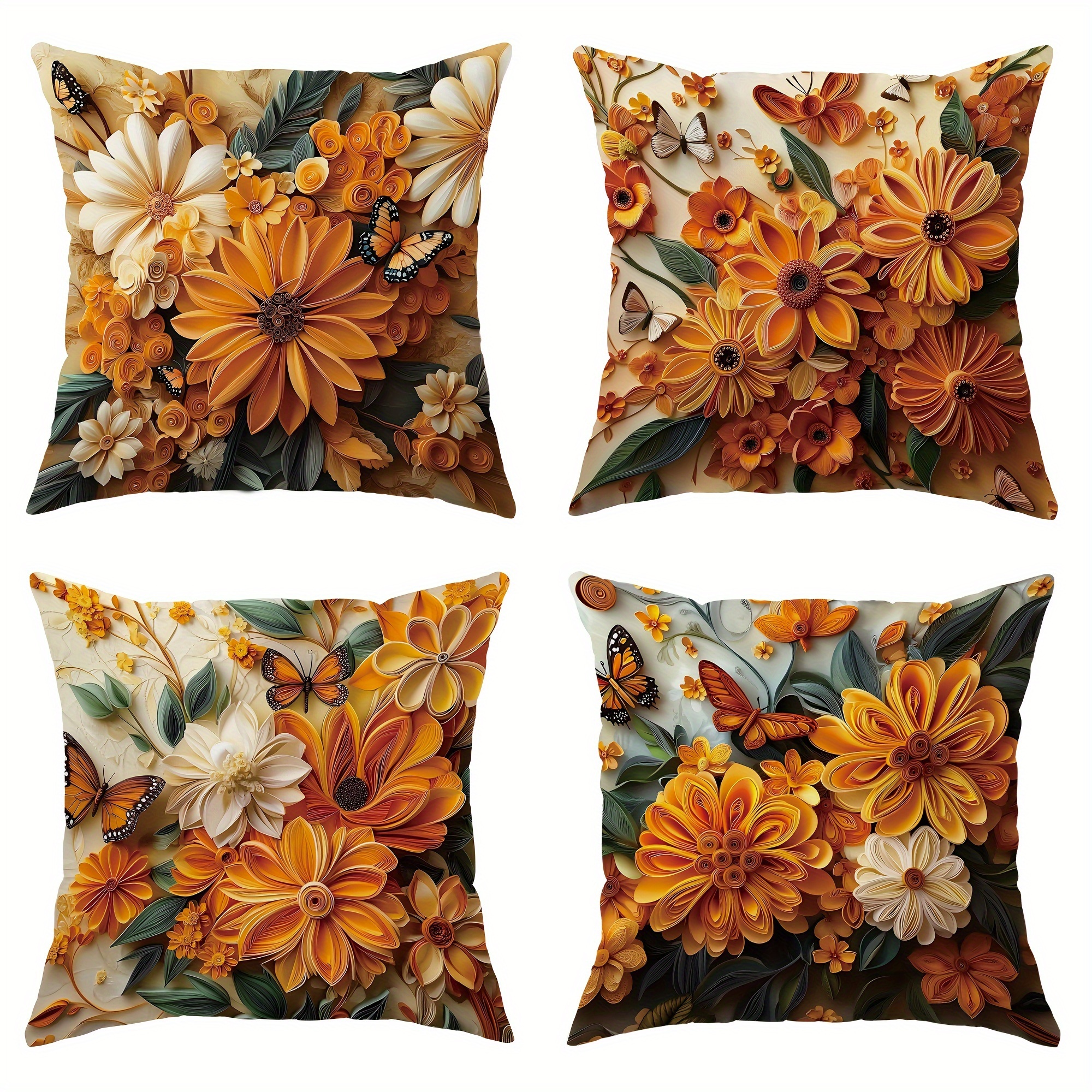 4pcs Floral Velvet Throw Pillow Covers Orange Soft Decorative Pillowcases 1 Sided Printing For Living Room Bedroom Sofa Bed Decor Without Pillow Inserts
4pcs Floral Velvet Throw Pillow Covers Orange Soft Decorative Pillowcases 1 Sided Printing For Living Room Bedroom Sofa Bed Decor Without Pillow Inserts