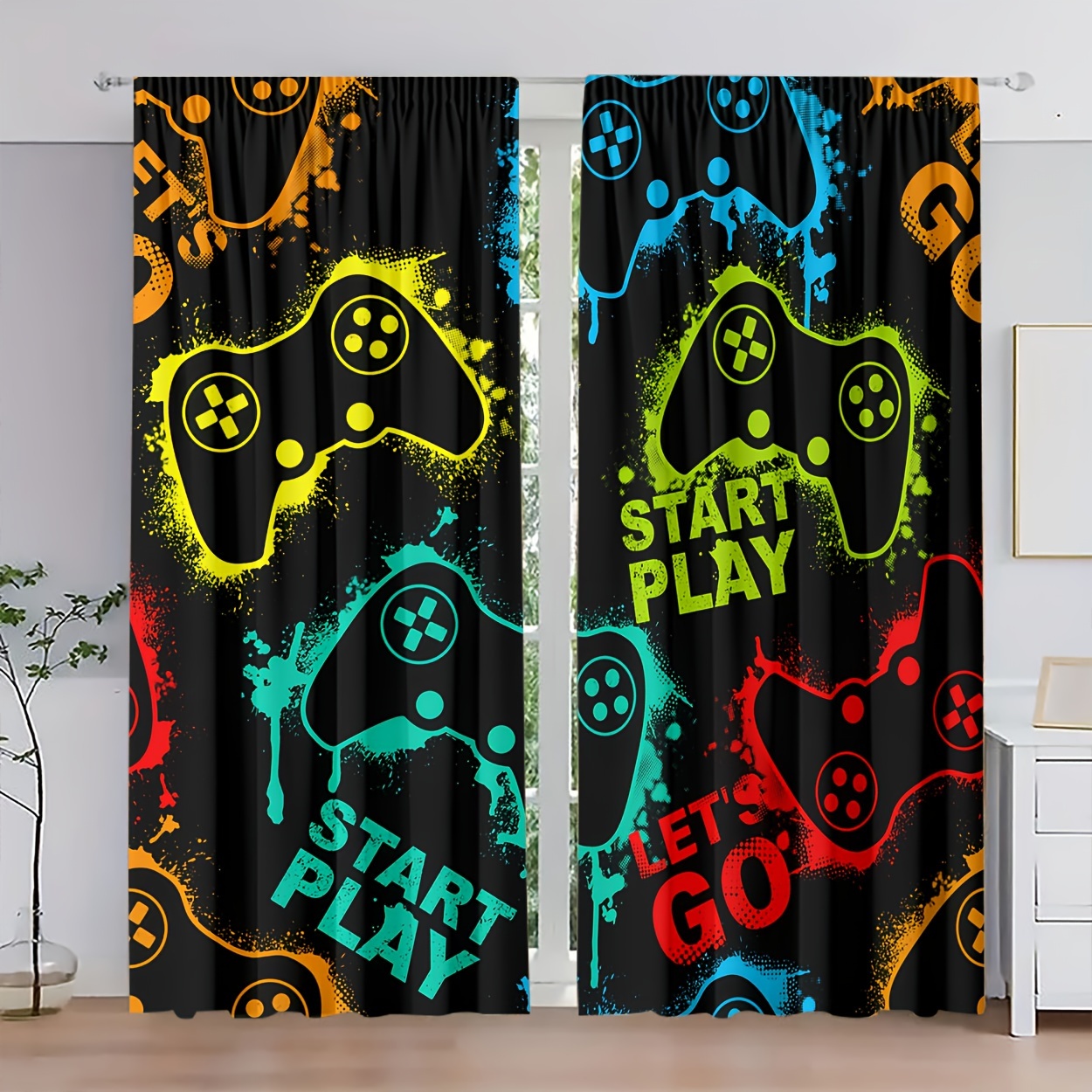 2pcs Game Console Print Light Filtering Curtains - Rod For Easy Hanging, Bedroom, Living Room, Office Decor
2pcs Game Console Print Light Filtering Curtains - Rod For Easy Hanging, Bedroom, Living Room, Office Decor