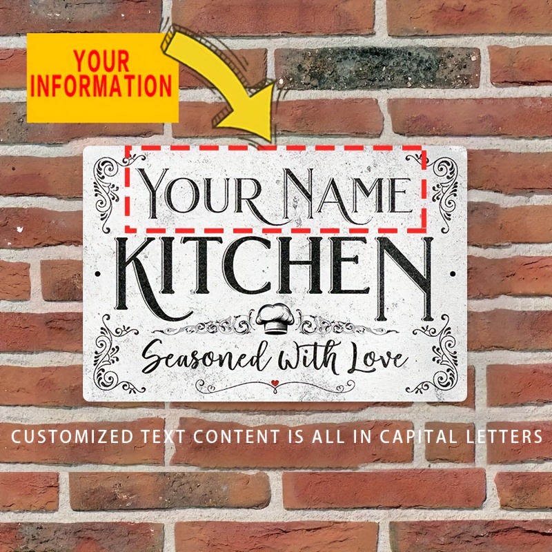 1pc Personalized Aluminum Kitchen Sign - Custom Name Metal Wall Decor | | Universal Hanging Farmhouse Ornament - , Customizable Home Decoration
1pc Personalized Aluminum Kitchen Sign - Custom Name Metal Wall Decor | | Universal Hanging Farmhouse Ornament - , Customizable Home Decoration