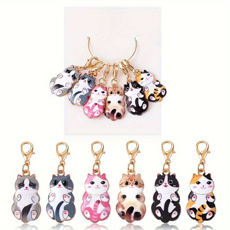 6pcs Adorable Cat-themed Crochet Hook Markers - Alloy With Lobster Clasp, Knitting Accessories & Keychain Pendants For Craft Enthusiasts, Cat Accessories
6pcs Adorable Cat-themed Crochet Hook Markers - Alloy With Lobster Clasp, Knitting Accessories & Keychain Pendants For Craft Enthusiasts, Cat Accessories