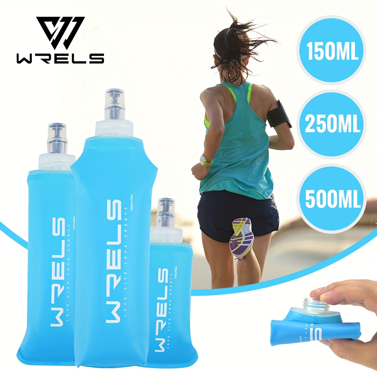 Bouteilles d'eau souples WRELS TPU - 1 pièce, pliables, légères pour le sport, la course à pied, le camping, le fitness - Disponibles en 150 ml, 250 ml, 500 ml
Bouteilles d'eau souples WRELS TPU - 1 pièce, pliables, légères pour le sport, la course à pied, le camping, le fitness - Disponibles en 150 ml, 250 ml, 500 ml
