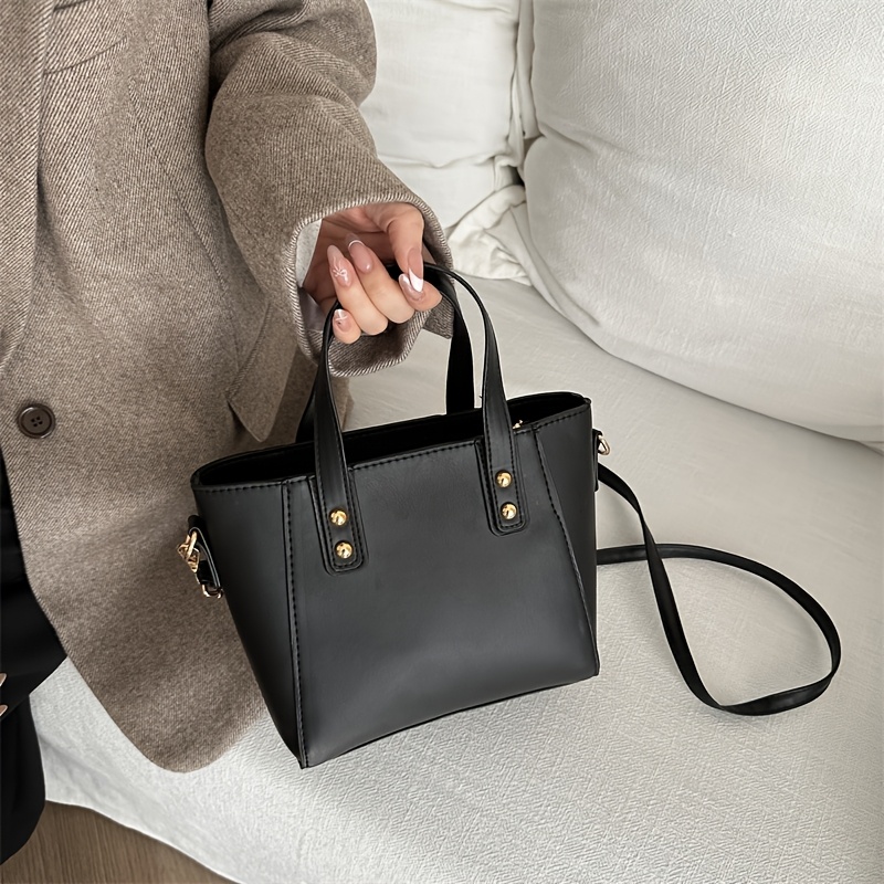 1pc Elegant Leather Bag For Women, Solid Color, Removable Strap, Zipper Closure, Lightweight Casual Square Handbag With Polyester , In Black, White, Dark Brown
1pc Elegant Leather Bag For Women, Solid Color, Removable Strap, Zipper Closure, Lightweight Casual Square Handbag With Polyester , In Black, White, Dark Brown
