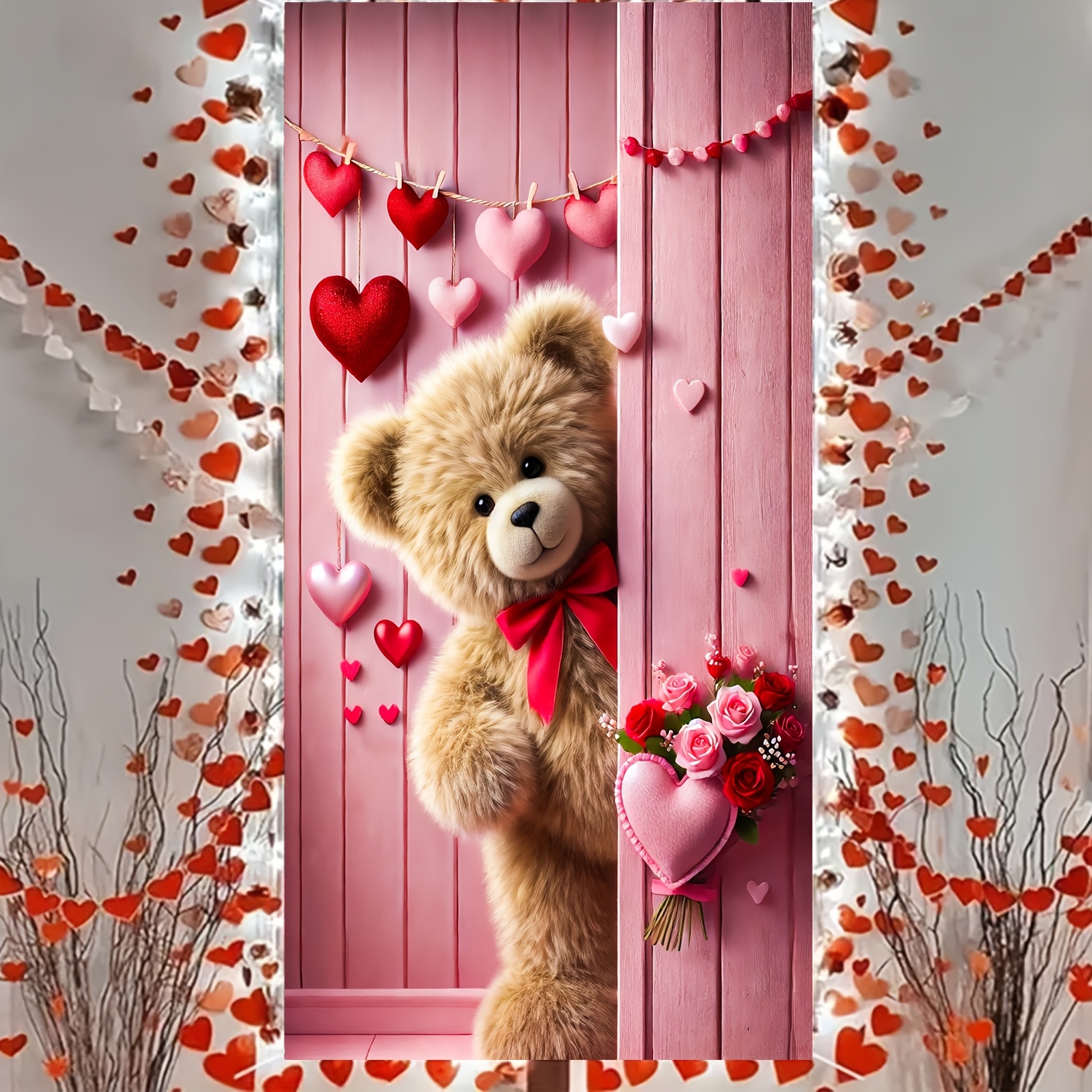 1pc, 2d, Valentine's Day Door Valentine's Day Door Decoration, Heart Cute Bear Watch Valentine's Day Door, Valentine's Day Party Valentine's Day Door Decoration
1pc, 2d, Valentine's Day Door Valentine's Day Door Decoration, Heart Cute Bear Watch Valentine's Day Door, Valentine's Day Party Valentine's Day Door Decoration