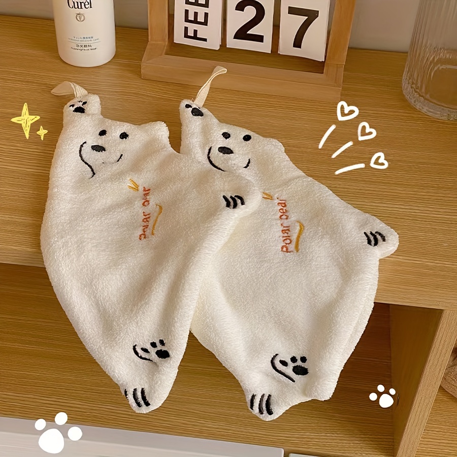 2pcs Cute Polar Bear Hanging Hand Towels - Coral Fleece, Quick-dry & With "drink Mo' Water" Motif For Kitchen/bathroom, , 300gsm
2pcs Cute Polar Bear Hanging Hand Towels - Coral Fleece, Quick-dry & With "drink Mo' Water" Motif For Kitchen/bathroom, , 300gsm